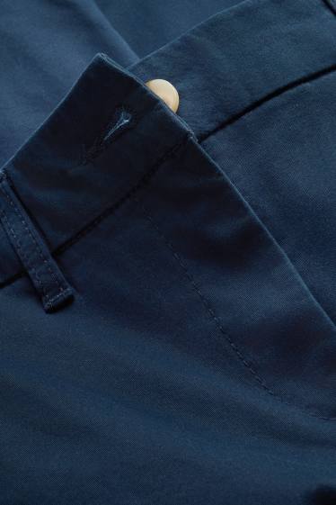 Dámské - Plátěné kalhoty - mid waist - tapered fit - tmavomodrá