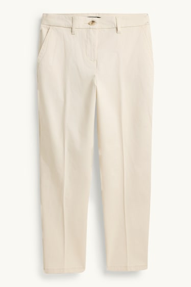 Dámské - Plátěné kalhoty - mid waist - tapered fit - bílá