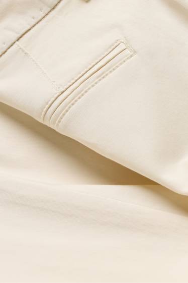 Dámské - Plátěné kalhoty - mid waist - tapered fit - bílá