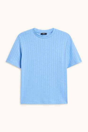 Damen - T-Shirt - Regular Fit - gerippt - blau