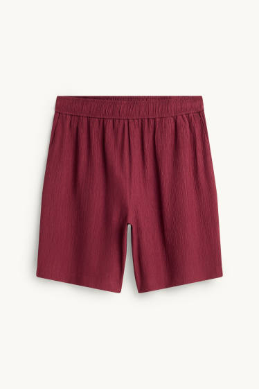 Dona - Pantalons curts - mid waist - vermell fosc