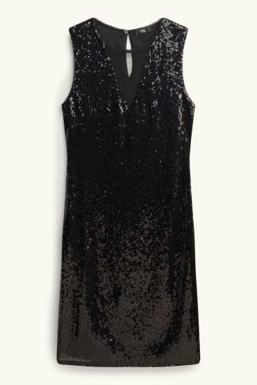 Damen - Figurbetontes Pailletten-Kleid - schwarz