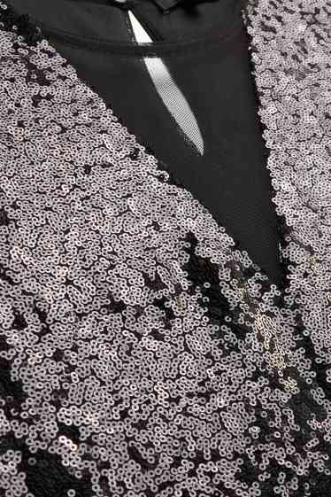 Damen - Figurbetontes Pailletten-Kleid - schwarz