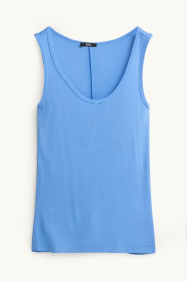 Damen - Top - gerippt - blau