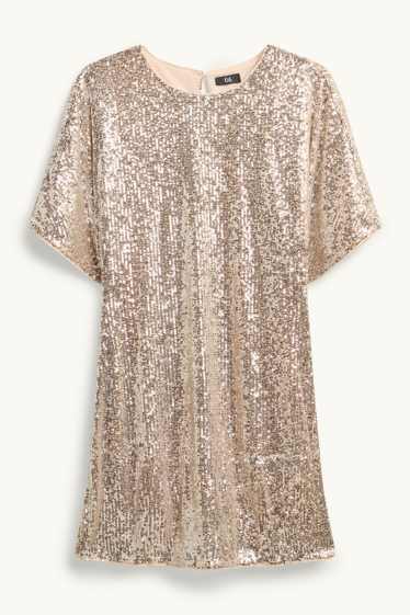 Dames - Jurk van pailletten - crèmekleurig