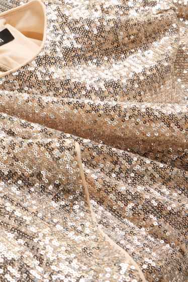 Dames - Jurk van pailletten - crèmekleurig