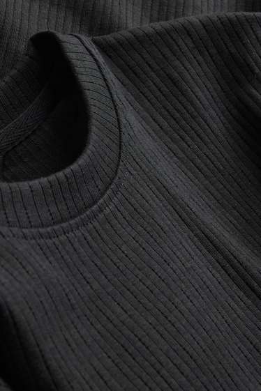 Hommes - T-shirt - regular fit - finition côtelée - noir