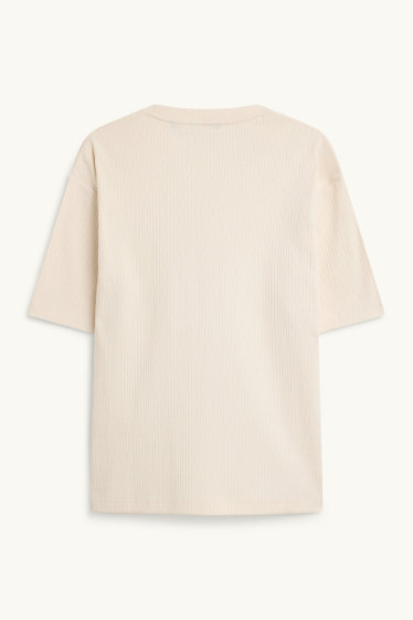 Hommes - T-shirt - regular fit - finition côtelée - blanc