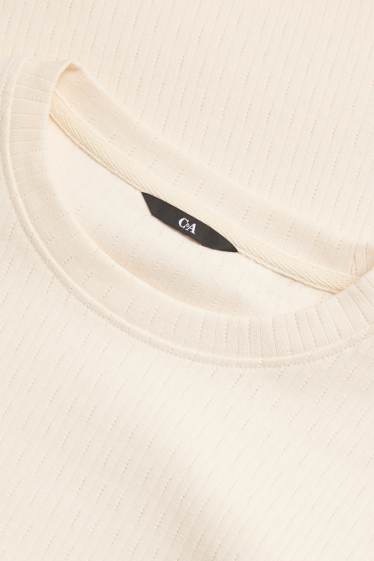 Hommes - T-shirt - regular fit - finition côtelée - blanc