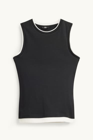 Dames - Top - 2-in-1-look - zwart