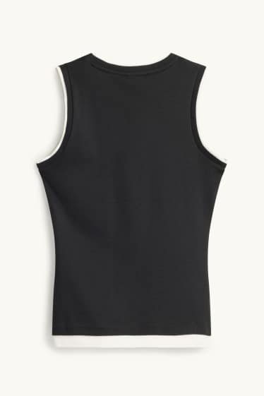 Dames - Top - 2-in-1-look - zwart