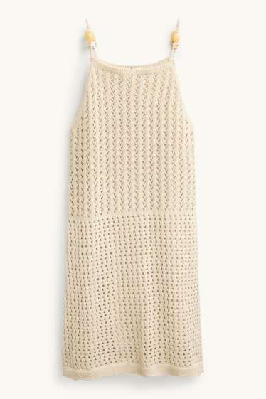 Femei - Rochie din tricot - bej deschis