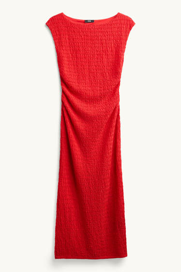 Dames - Bodycon jurk - met structuur - rood