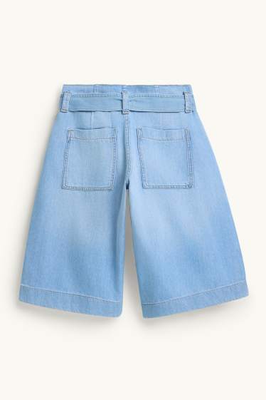 Donna - Shorts di jeans con cintura - vita media - jeans azzurro