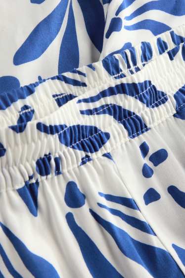 Damen - Shorts - High Waist - gemustert - weiss