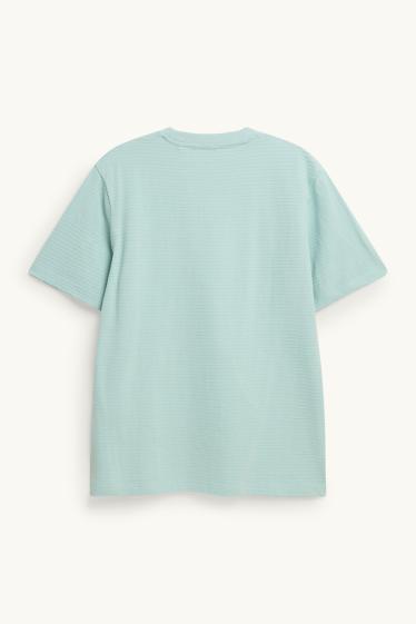 Herren - T-Shirt - Regular Fit - gerippt - helltürkis