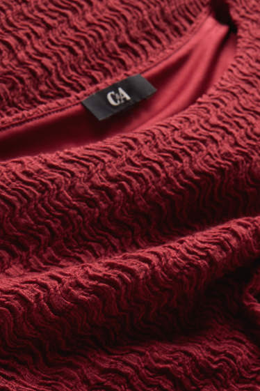 Dames - Bodycon jurk - met structuur - donkerrood