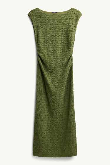 Dames - Bodycon jurk - met structuur - donkergroen