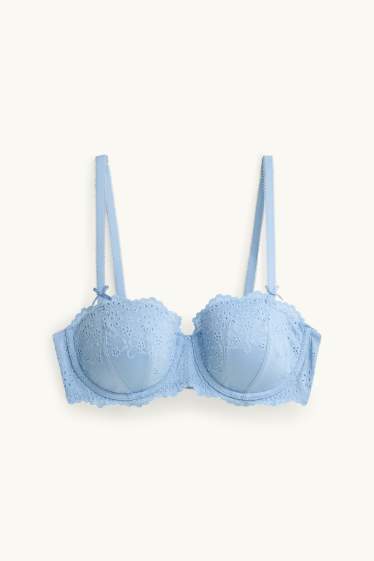 Women - Underwire bra - BALCONETTE - padded - light blue
