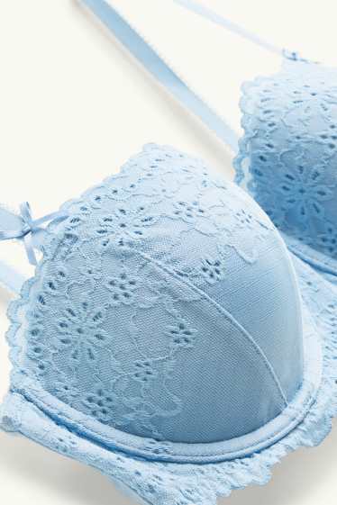 Women - Underwire bra - BALCONETTE - padded - light blue