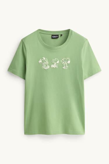 Damen - T-Shirt - Regular Fit - Snoopy - grün