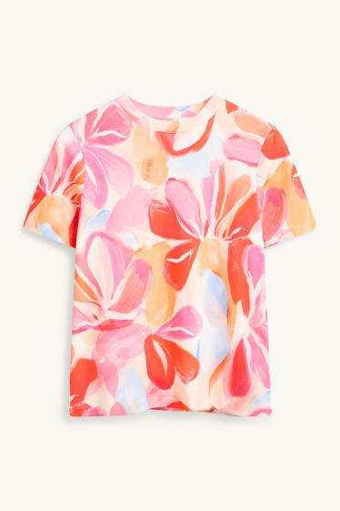 Women - T-shirt - regular fit - floral - red