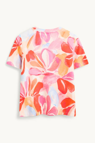 Women - T-shirt - regular fit - floral - red