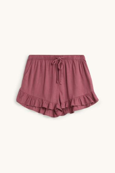 Femmes - Short - high waist - rouge foncé