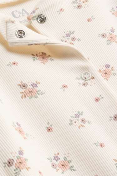 Baby Girls - Floral - baby sleepsuit - textured - creme