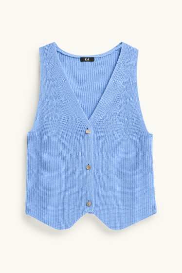 Damen - Strickweste - gerippt - blau