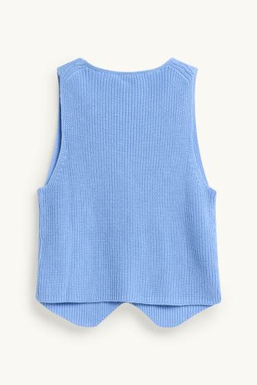 Damen - Strickweste - gerippt - blau
