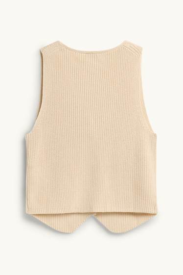 Femei - Vestă tricotată - reiată - bej deschis