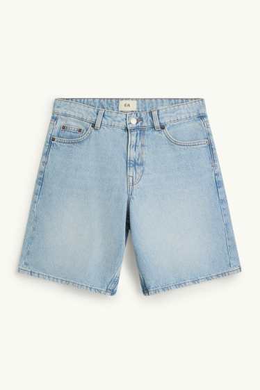 Damen - Jeans-Bermudas - Mid Waist - hellblau