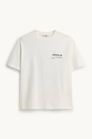 Damen - T-Shirt - Relaxed Fit - weiß