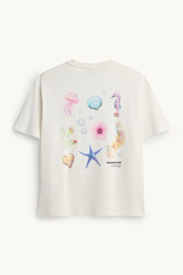 Damen - T-Shirt - Relaxed Fit - weiß