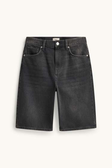 Men - Denim Bermuda shorts - black