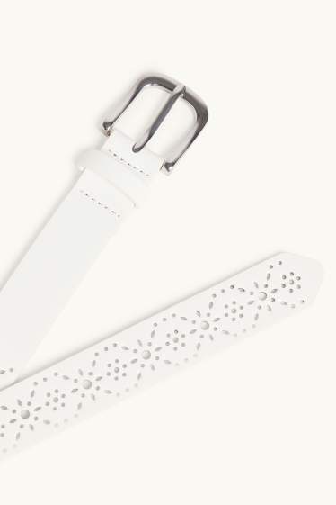 Damen - Gürtel - Lederimitat - weiß