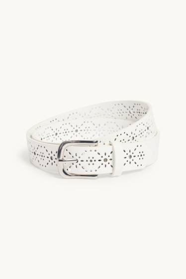 Damen - Gürtel - Lederimitat - weiß