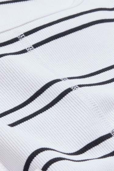 Donna - Top - a coste - a righe - bianco / blu