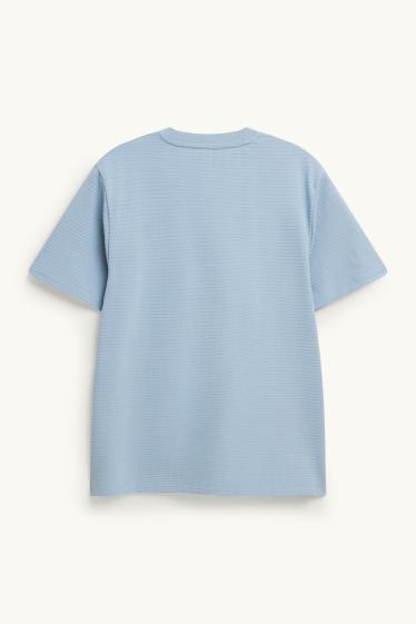 Herren - T-Shirt - Regular Fit - gerippt - hellblau