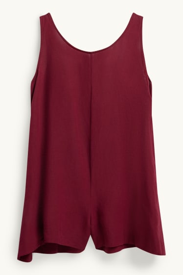 Damen - Jumpsuit - Leinen-Mix - dunkelrot