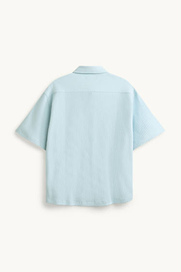Men - Shirt - relaxed fit - kent collar - ribbed - light blue