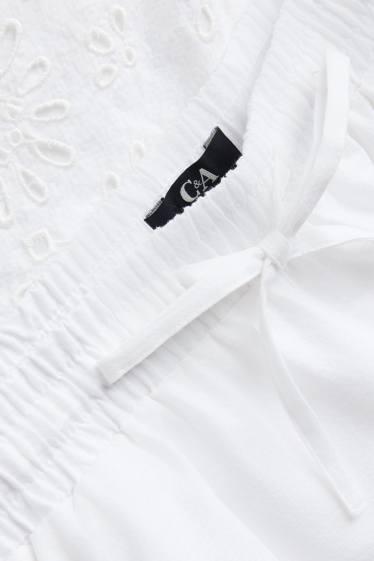 Damen - Shorts - High Waist - Broderie Anglaise - weiß