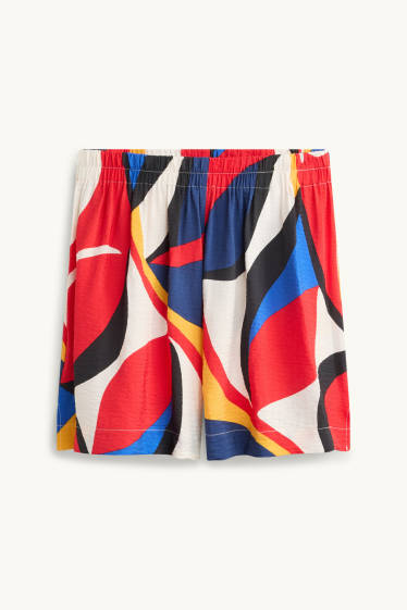 Dames - Short - high waist - met patroon - rood / zwart