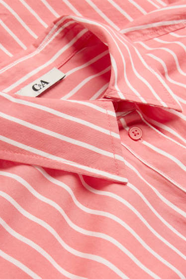 Femei - Bluză tip cămașă - cu dungi - roșu / alb