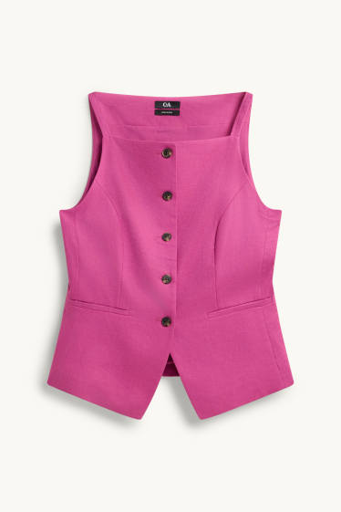 Femmes - Gilet sans manches de bureau - cintré - lin mélangé - rose