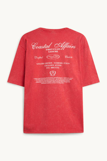 Home - Samarreta de màniga curta - oversized - estampada - vermell