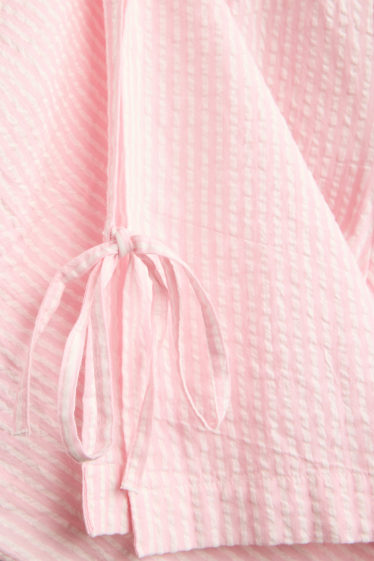 Dona - Pantalons de tela de mussolina - mid waist - wide leg - de ratlles - rosa