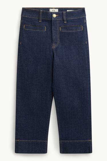 Donna - Jeans capri - vita media - slim fit - LYCRA® - jeans blu scuro