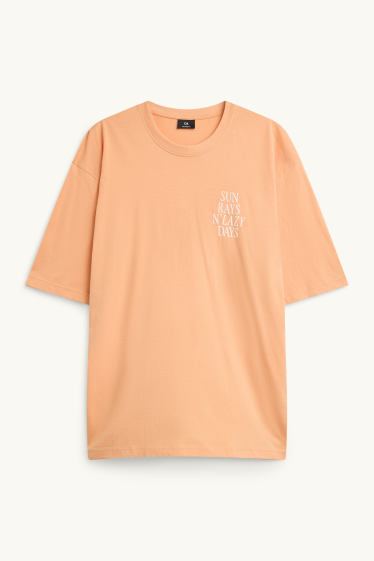 Heren - T-shirt - relaxed fit - oranje
